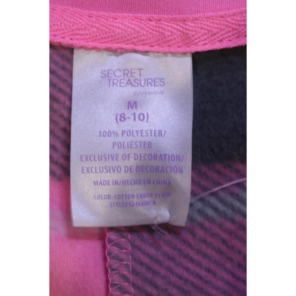 Secret Treasures Pink Gray Plaid Fleece Pajamas Size Medium 8 10 VTG Footless 1 - Picture 10 of 11